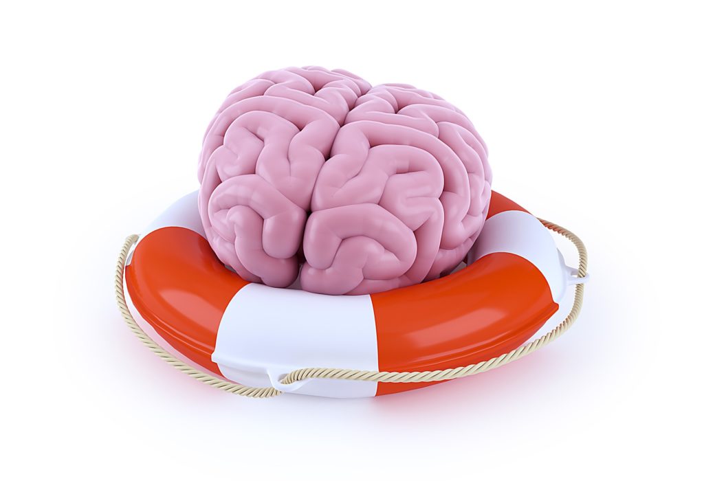 Brain in lifebuoy isolated.